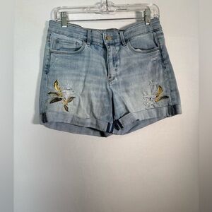 Stylish Denim Women Shorts with Floral Embroidery Size 8